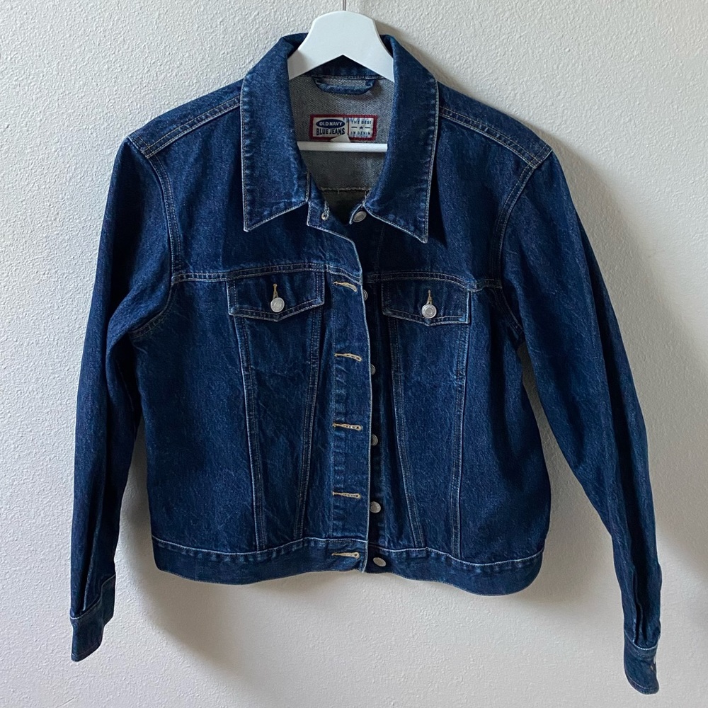 EUC Y2K Old Navy Blue Jeans Dark Wash Denim Jacket (Size:M) - Picture 3 of 10